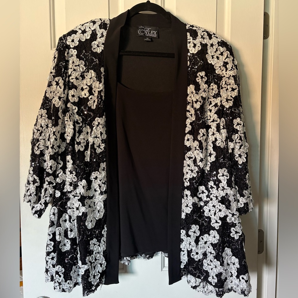 Alex Evenings Stunning Sequinned 2 pc 3/4-Sleeve Top - 3X - NWT